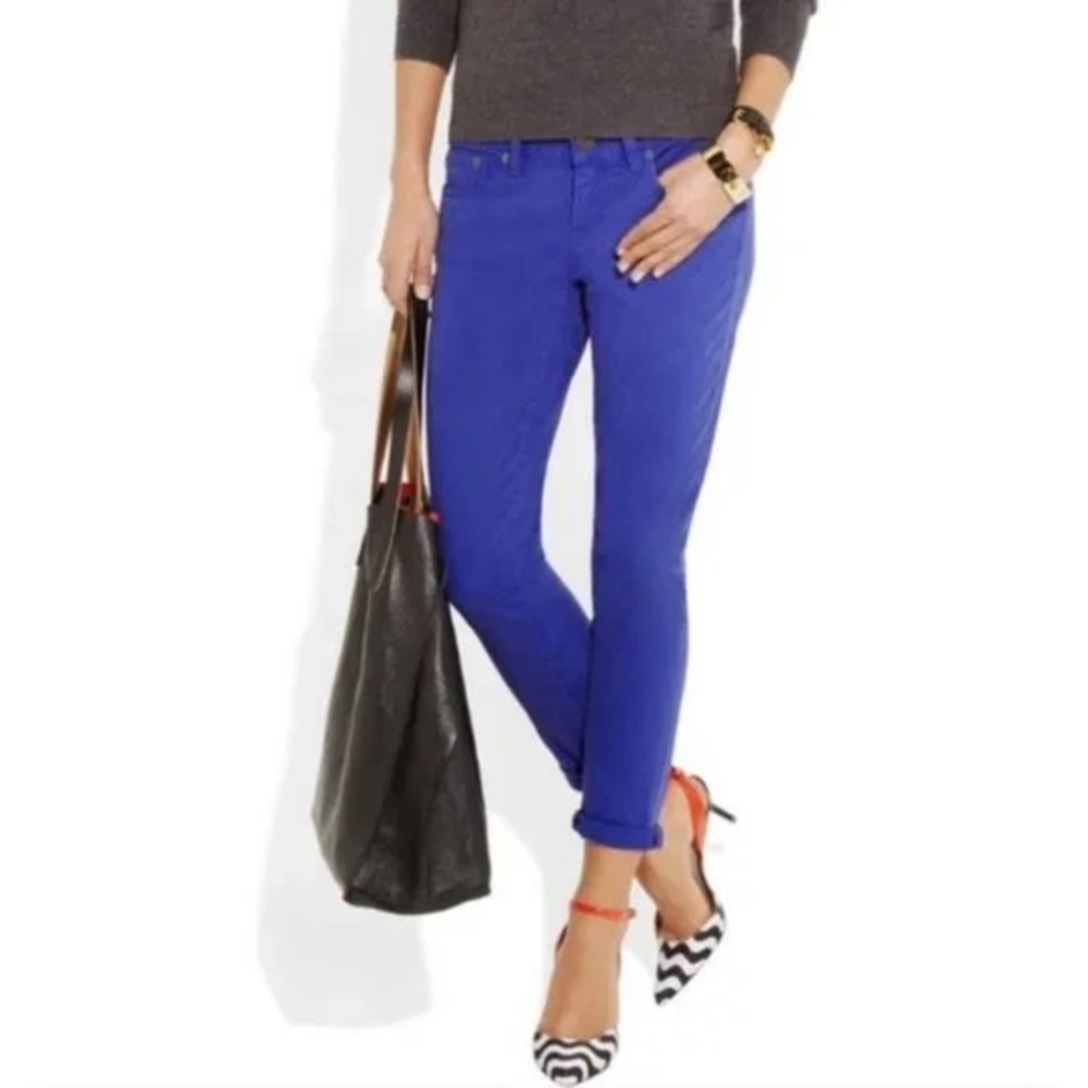 J. Crew Vibrant Blue Toothpick Corduroy Ankle Skinny Jeans